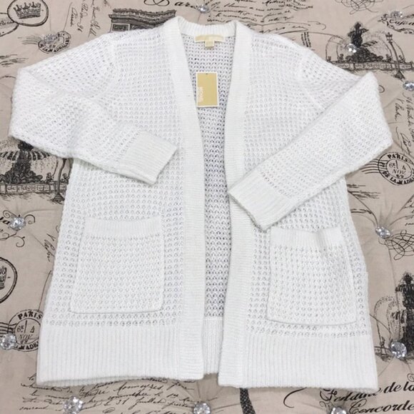 M Michael Kors Waffle Texture Wool-blend Cardigan - Picture 3 of 7